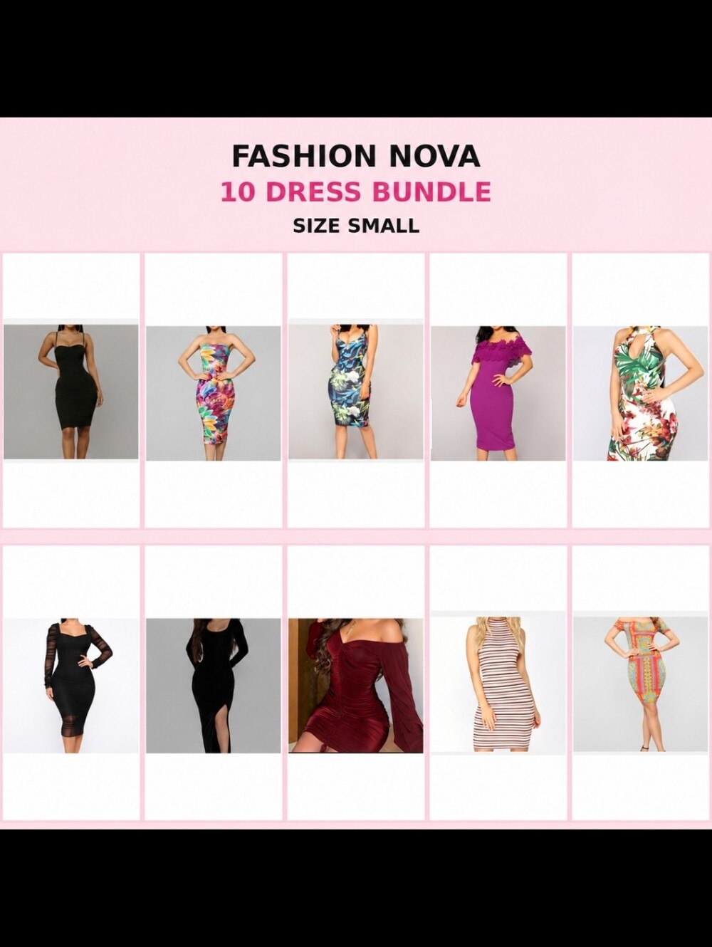 10-Piece Fashion Nova Dress Bundle Size Small NWT